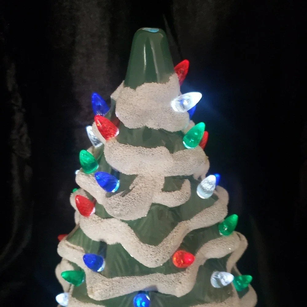 Light Up Ceramic Christmas Tree‎ Tabletop Decor Multi Color Lights 13